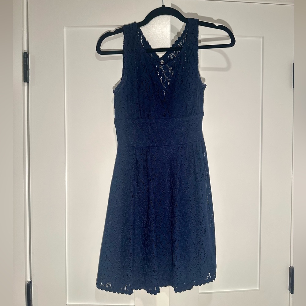 B Darlin navy blue lace mini dress